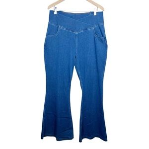 Halara Womens Crossover Waist High Rise Flare Jeans Pockets Plus Size 2X